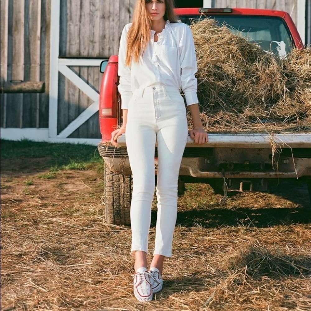 Joe's Jeans The Raine High Rise Slim Straight Milk White Ankle Cropped Size 26